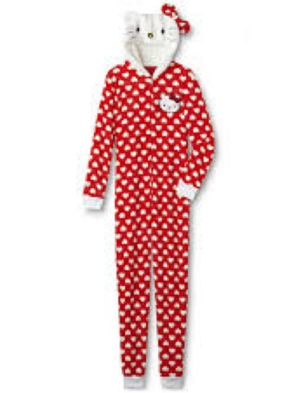 Hello Kitty Red Heart Fleece Onesie Pajamas